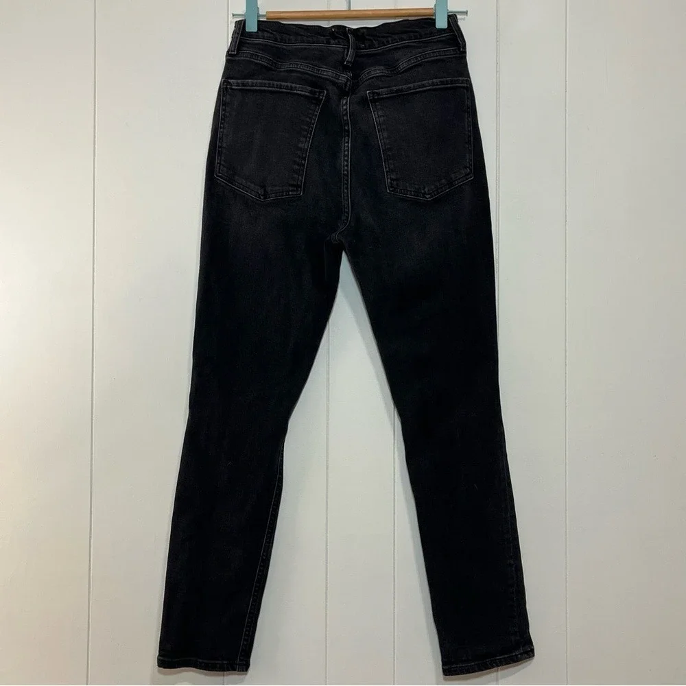 AGOLDE Nico High Rise Slim Straight Jeans Washed Black‎ Distressed Button Fly 29